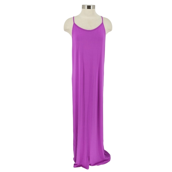Fabletics Neema Long Maxi Dress Purple Sleeveless Stretch Knit Pull On XL - Picture 1 of 8